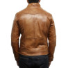 Men's Tan  Leather Biker Jacket Iconic Style- Bryan