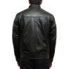 Mens Black Leather Biker Jacket Crinkle Retro - Derek