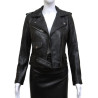 Ladies Black Fitted Bikers Style Vintage Rock-HEDY