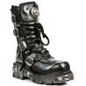New Rock Black Leather Biker Metallic Boots - M107-S2