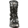 New Rock Black Leather Biker Metallic Boots - M107-S2