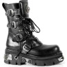 New Rock Black Leather Gothic Designer Look Unisex Boots - M.373.S4