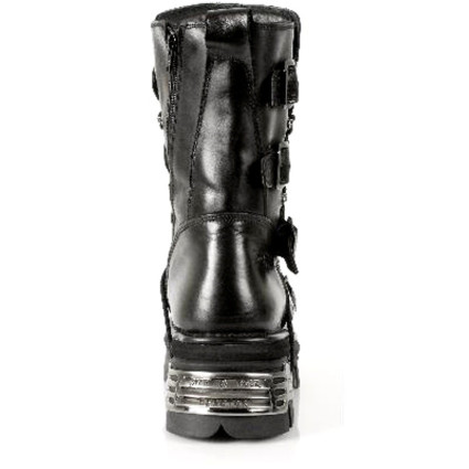 New Rock Black Leather Gothic Designer Look Unisex Boots - M.373.S4