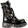 New Rock Metallic Black Leather Stunning Biker Boots - M.391-S1
