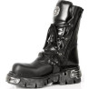 New Rock Metallic Black Leather Stunning Biker Boots - M.391-S1