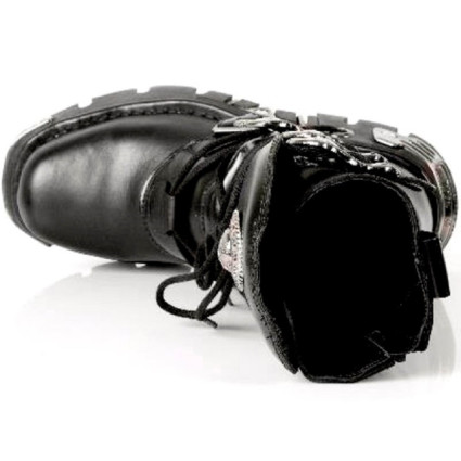 New Rock Metallic Black Leather Stunning Biker Boots - M.391-S1