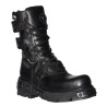 New Rock Black Leather Biker Metallic Reactor Boots - M.391-S18