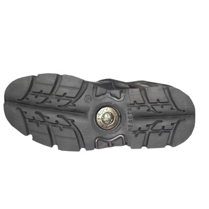 New Rock Black Leather Biker Metallic Reactor Boots - M.391-S18