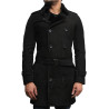 Men's Luxury Spanish Merino Fur Sheepskin Belted Pea Coat German Navy Long Duffle Coat Ideal For Winter Latest Design