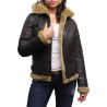 Leather Sheepskin Shearling Jacket Womens | B3 WW2 Aviator Flying Hooded Jacket