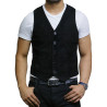 Mens Leather Black Smart Waistcoat