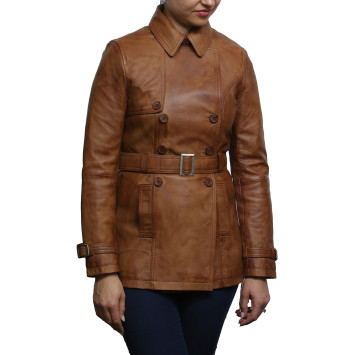 Women's Black Superior Leather Biker Jacket Coat Vintage Retro Design-Zoe