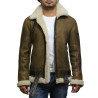 Brandslock Men's Aviator Real Shearling Sheepskin Leather Bomber Flying Jacket-Ben