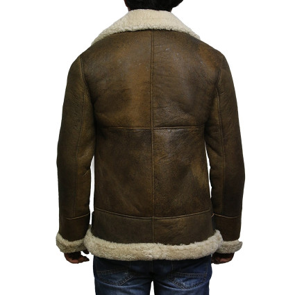 Brandslock Men's Aviator Real Shearling Sheepskin Leather Bomber Flying Jacket-Ben