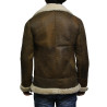 Brandslock Men's Aviator Real Shearling Sheepskin Leather Bomber Flying Jacket-Ben