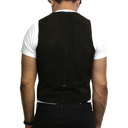 Mens Leather Waistcoat From Smooth Exclusive Goat Suede Classic Smart Brown Leather Waistcoat