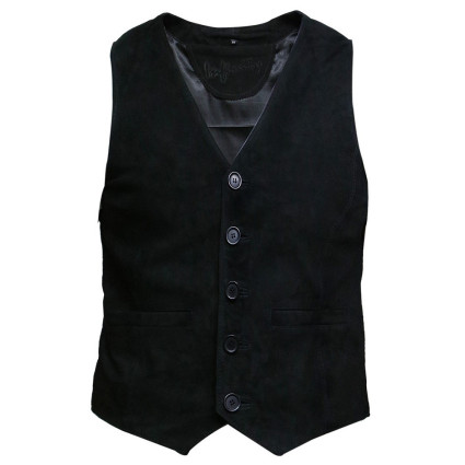 Mens Leather Black Smart Waistcoat
