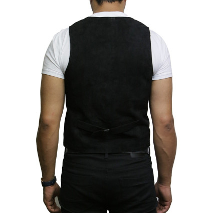 Mens Leather Black Smart Waistcoat