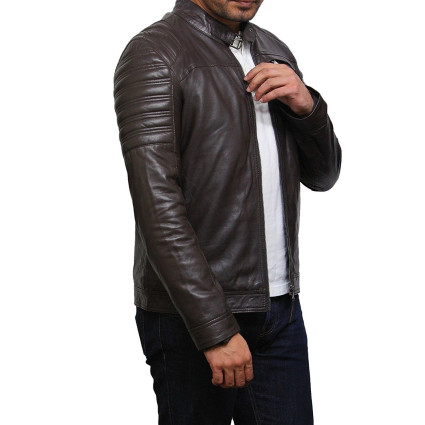 Vintage BROWN Mens Leather Biker Jacket