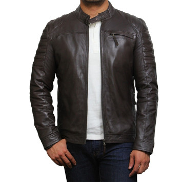 Vintage BROWN Mens Leather Biker Jacket