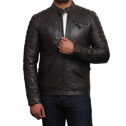 Vintage BROWN Mens Leather Biker Jacket