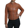  Vintage Womens real Leather Biker Jacket Lambskin  