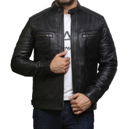 Leather Jacket Mens | Real Soft Nappa Lamb Leather Jacket For Men Vin