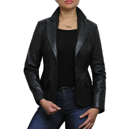 Leather Jacket Womens | Real Soft Nappa Lamb Leather Blazer Jacket For Women