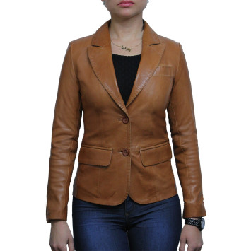 Leather Jacket Womens | Real Soft Nappa Lamb Leather Blazer Jacket For Women