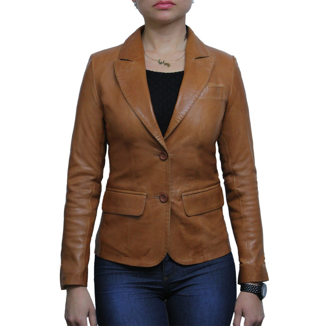 Leather Jacket Womens | Real Soft Nappa Lamb Leather Blazer Jacket For Women
