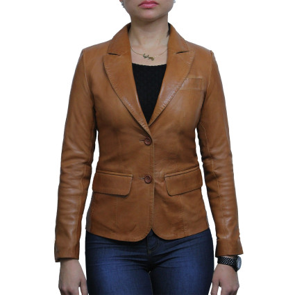 Leather Jacket Womens | Real Soft Nappa Lamb Leather Blazer Jacket For Women