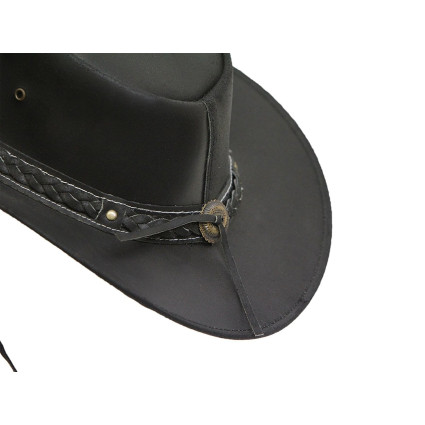 Mens Vintage Black Wide Brim Cowboy Aussie Style Western Bush Hat