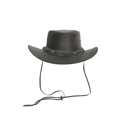 Mens Vintage Black Wide Brim Cowboy Aussie Style Western Bush Hat