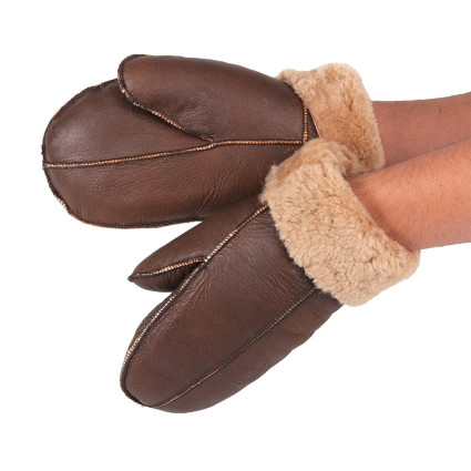 Genuine Real Sheepskin Leather Gloves Mittens Unisex