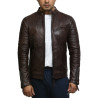 Men's Top Quality Brown Real Leather Vintage Biker Jacket 