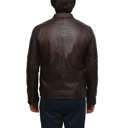Men's Top Quality Brown Real Leather Vintage Biker Jacket 