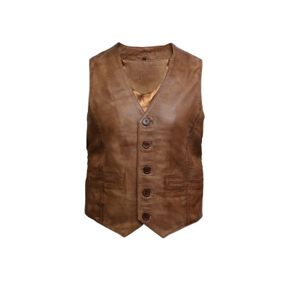 Mens Leather Nappa Leather Vintage Vest