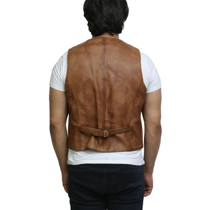 Mens Leather Nappa Leather Vintage Vest