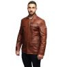 Men's Leather Jacket Real Lambskin Trench Safari Coat Washed Timber