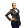 Women's Genuine Leather Biker Jacket Fitted Brando Vintage Rock