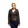 Women's Genuine Leather Biker Jacket Fitted Brando Vintage Rock