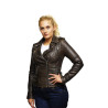 Women's Genuine Leather Biker Jacket Fitted Brando Vintage Rock