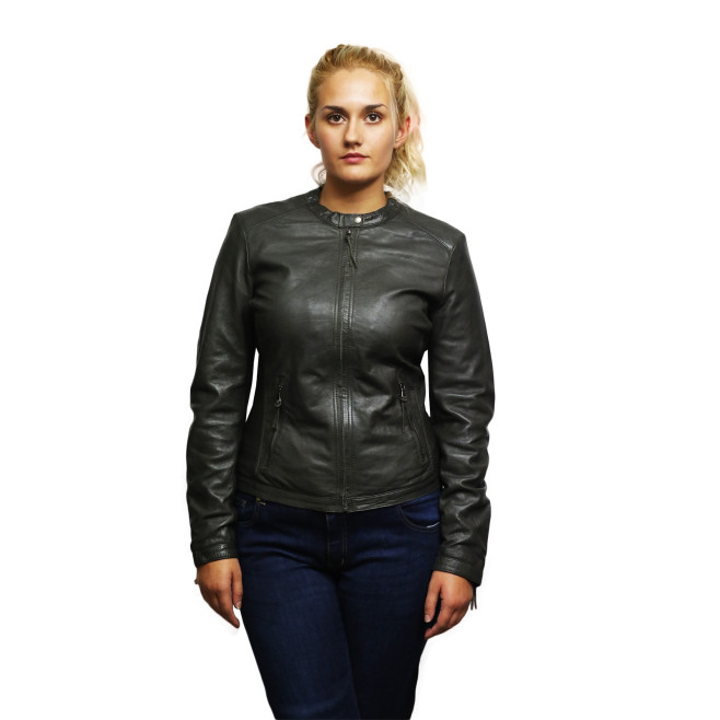  Womens Genuine Lambskin Leather Biker Jacket Distressed