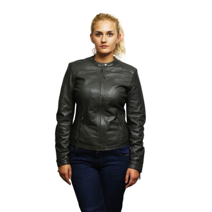  Womens Genuine Lambskin Leather Biker Jacket Distressed