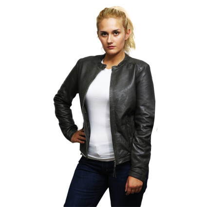  Womens Genuine Lambskin Leather Biker Jacket Distressed