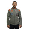 Men's Genuine Sheepskin Leather Biker Jacket with Badges