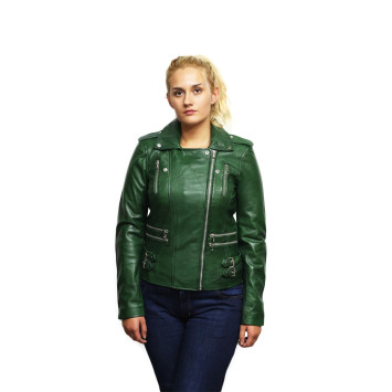 Women's Genuine Leather Biker Jacket Fitted Vintage Rock