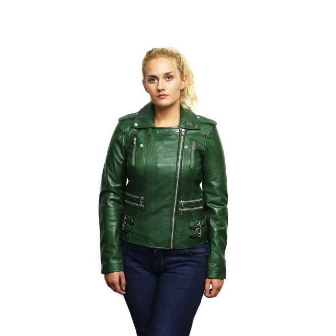 Women's Genuine Leather Biker Jacket Fitted Brando Vintage Rock
