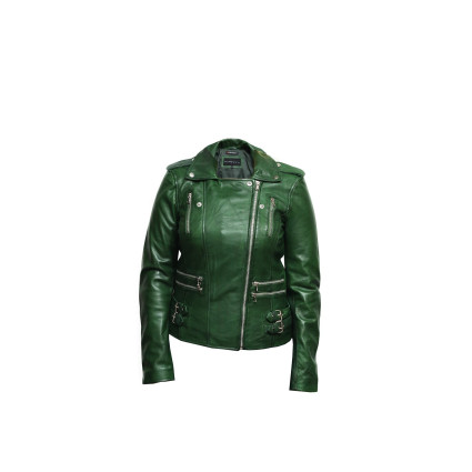 Women's Genuine Leather Biker Jacket Fitted Brando Vintage Rock