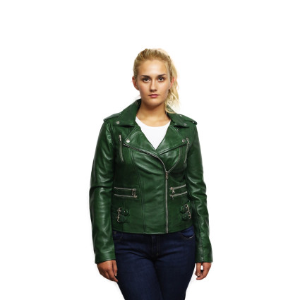 Women's Genuine Leather Biker Jacket Fitted Brando Vintage Rock